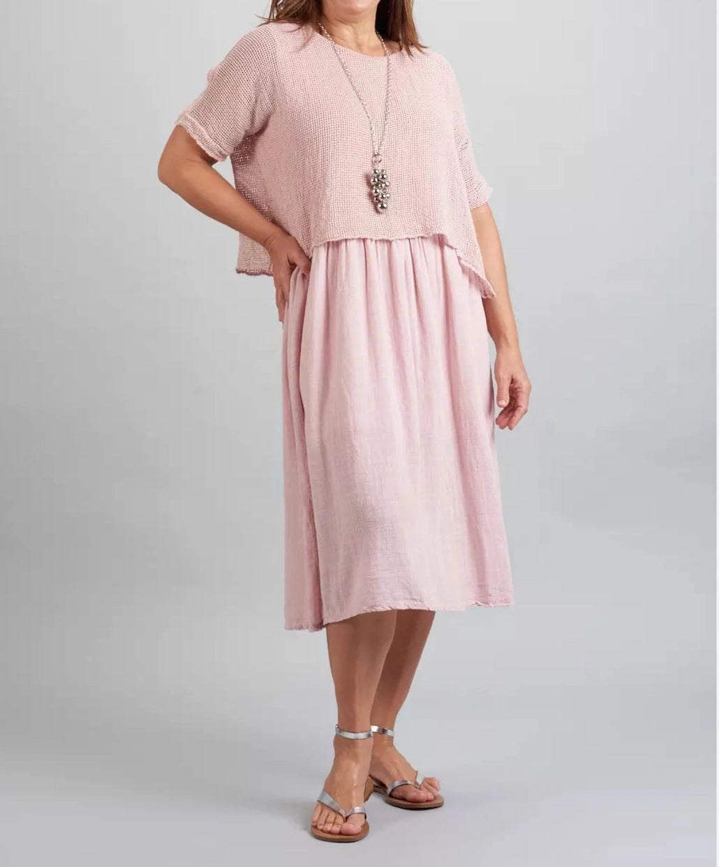 Linen dress - pink