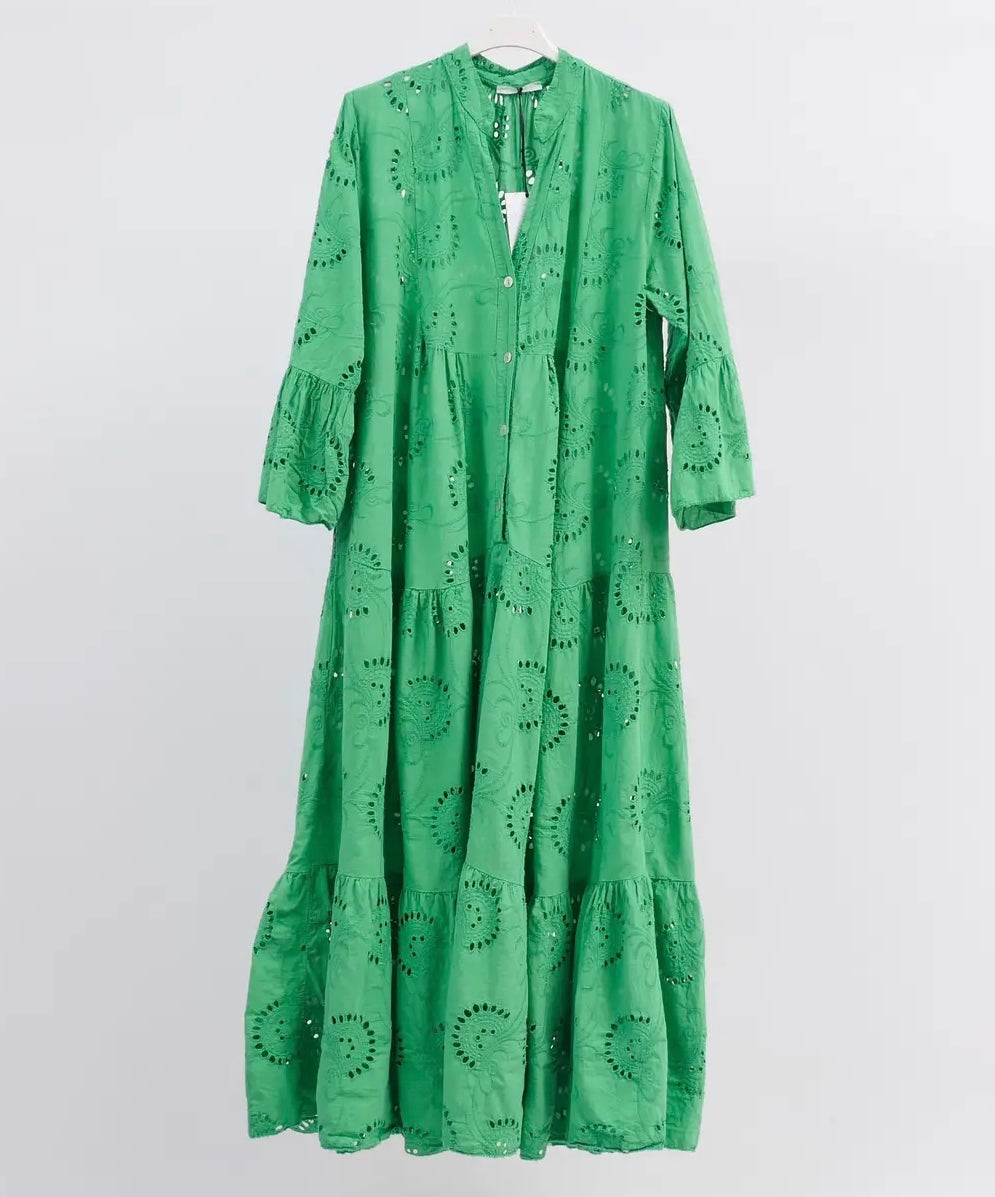 Linen dress, embroidered dress, 4 colours