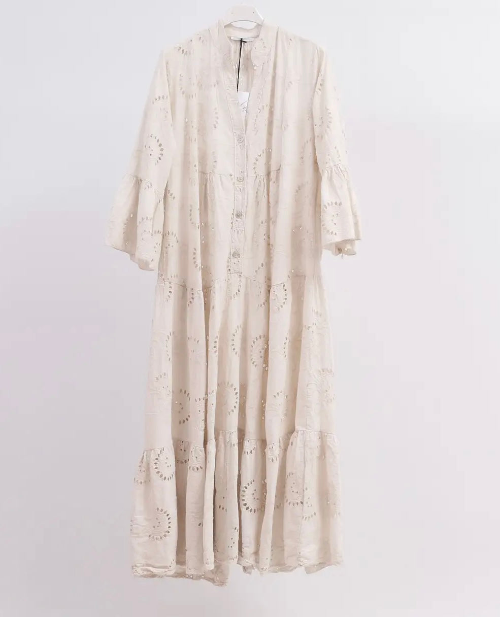 Linen dress, embroidered dress, 4 colours
