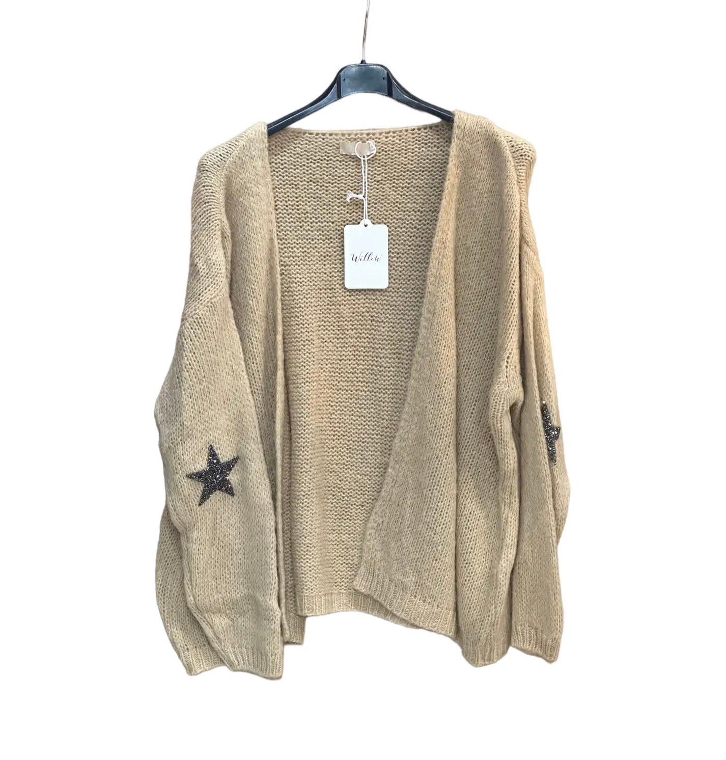 Mohair cardigan with stars - camel