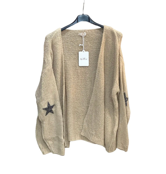 Mohair cardigan with stars - camel