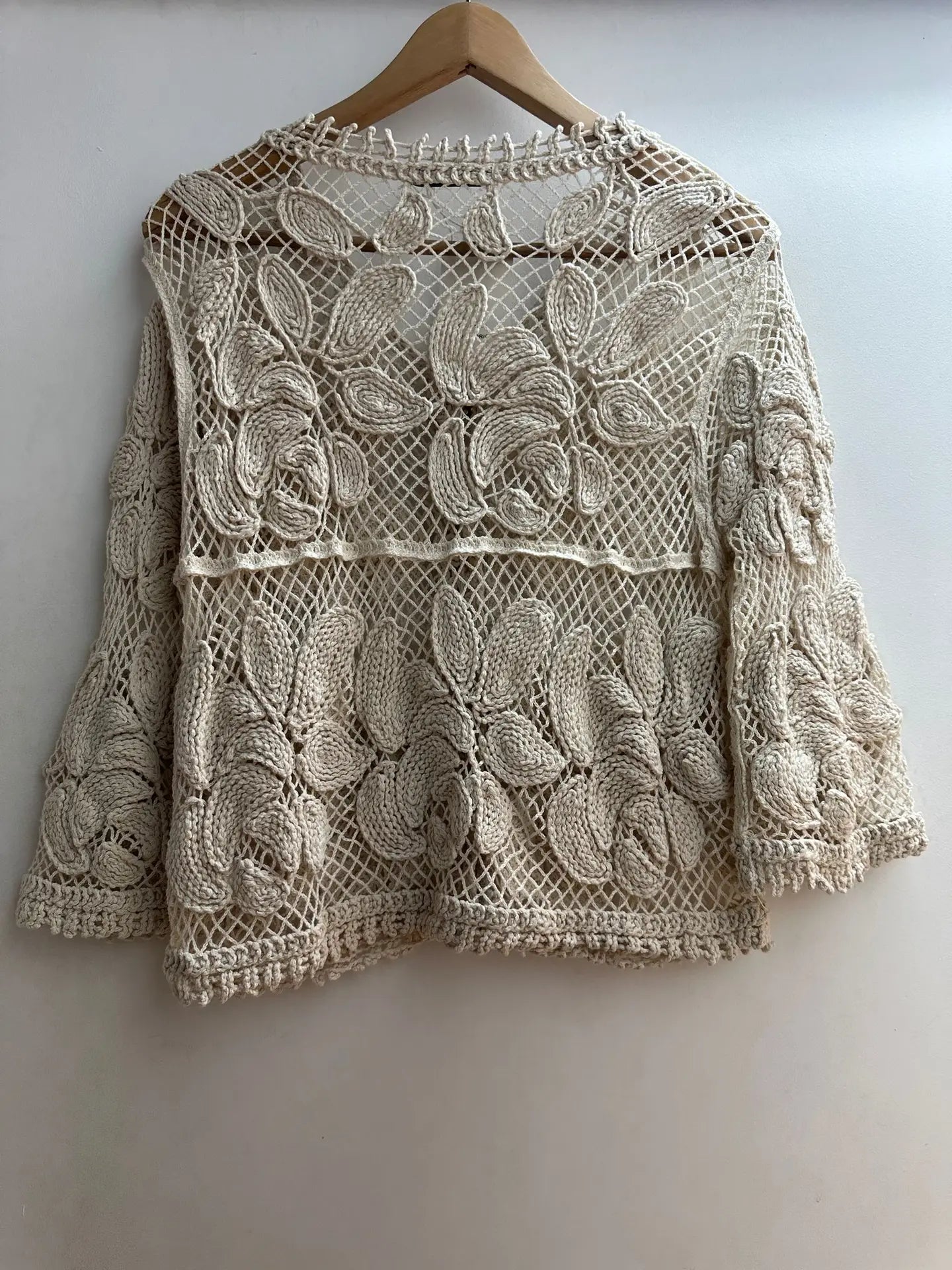 Beige bohemian crochet vest