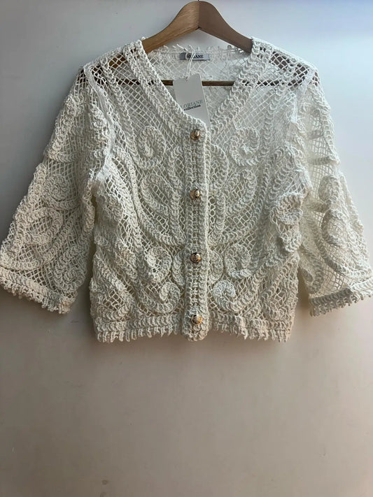 White bohemian crochet vest