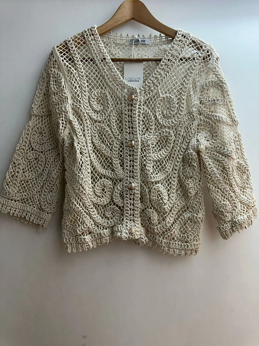 Beige bohemian crochet vest