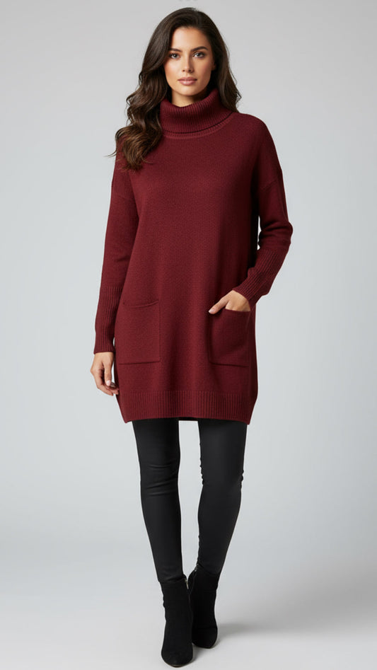 Cowl neck oversized jumper with pockets, 11 colours available turtleneck sweater