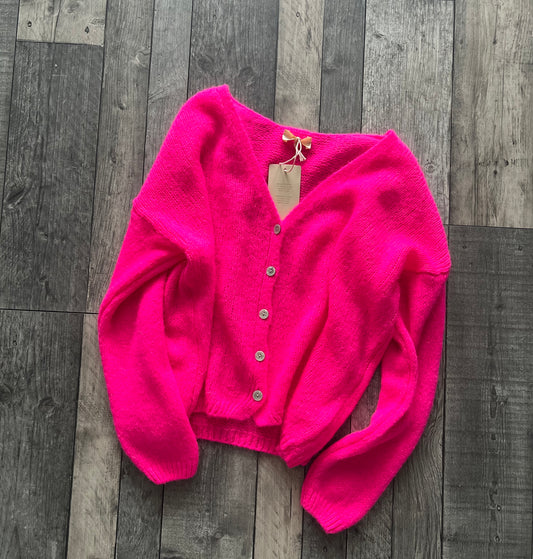 Mohair cardigan - neon pink