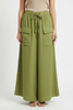 100% linen wide-leg summer trousers - olive green
