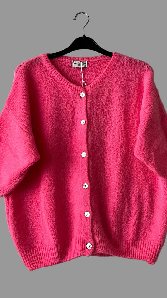 Barbie pink alpaca knitted cardigan with buttons