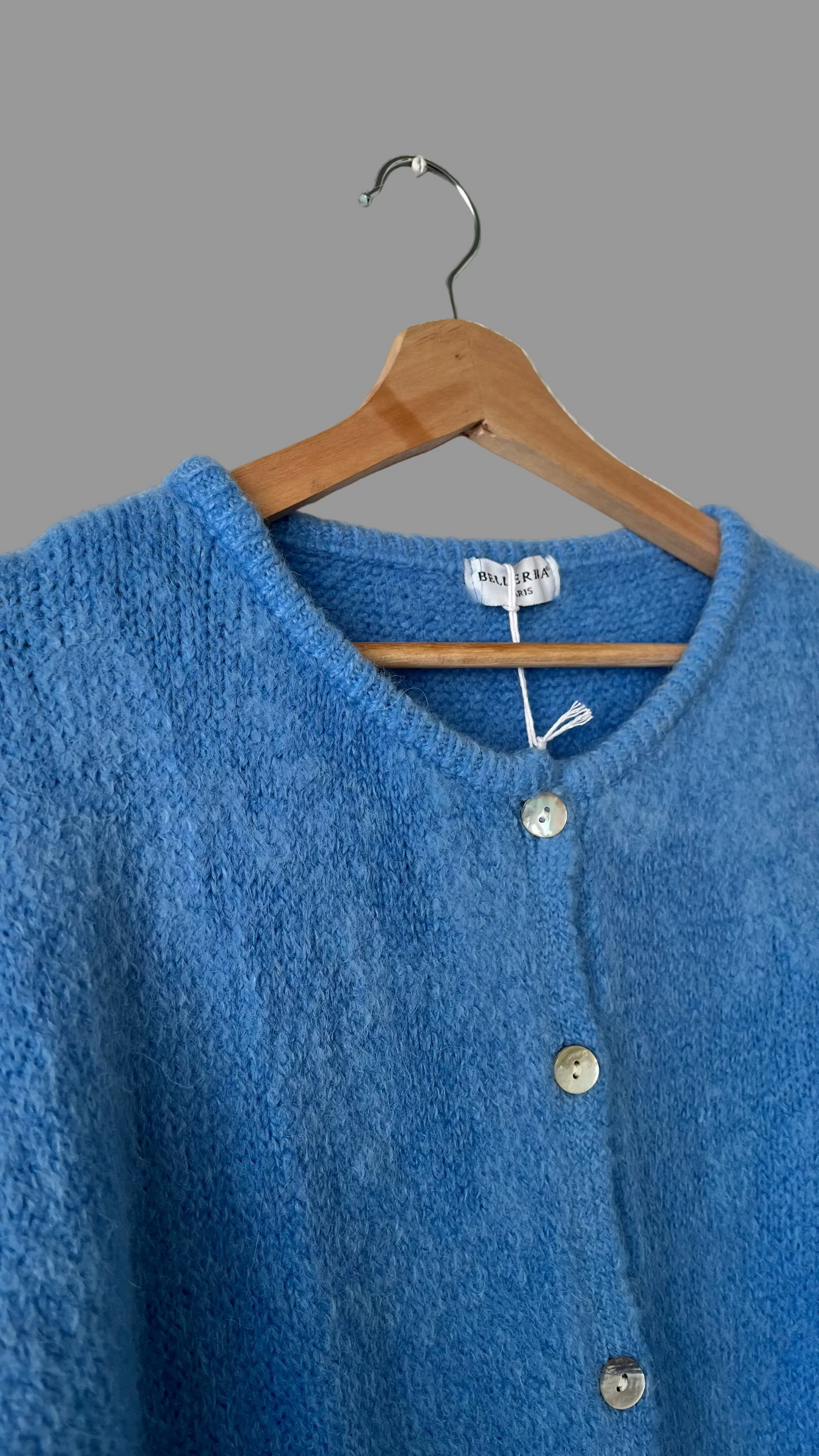 Cornflower blue alpaca mix cardigan with buttons