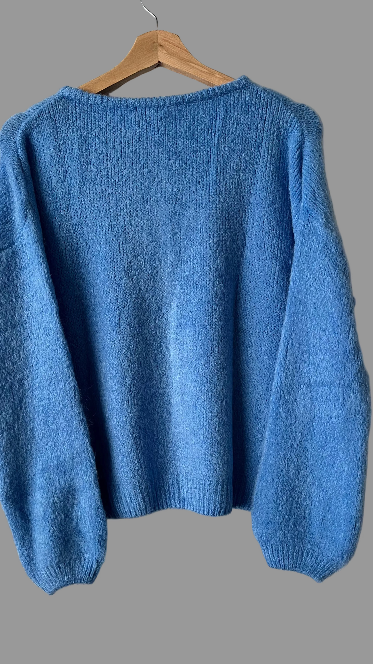 Cornflower blue alpaca mix cardigan with buttons