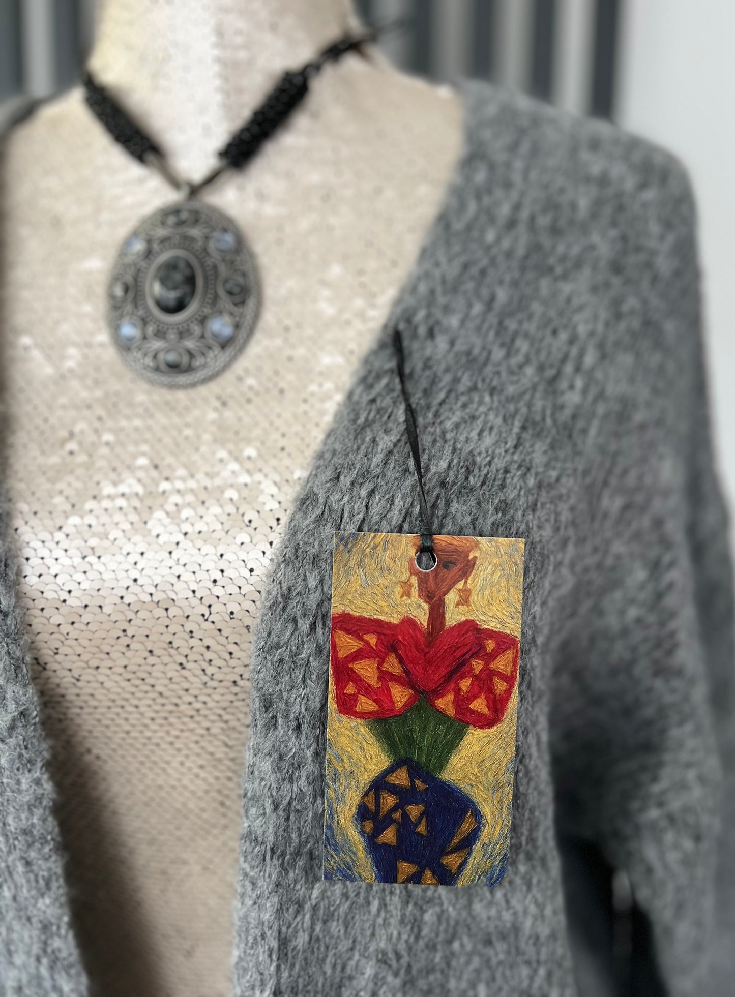 Grey mohair cardigan with pockets