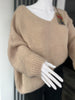Beige Mohair V-Neck Jumper