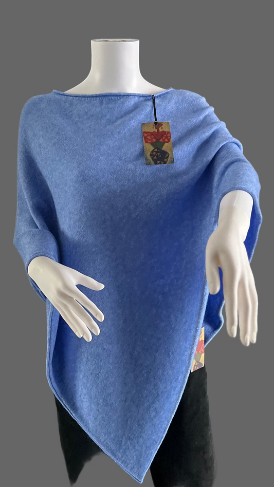 Soft knit blue poncho