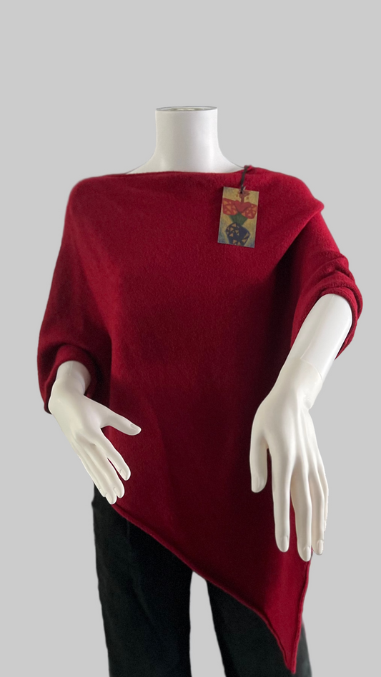Soft knit burgundy poncho