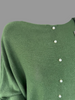 Khaki green jumper with elegant pearl detailing on the back
