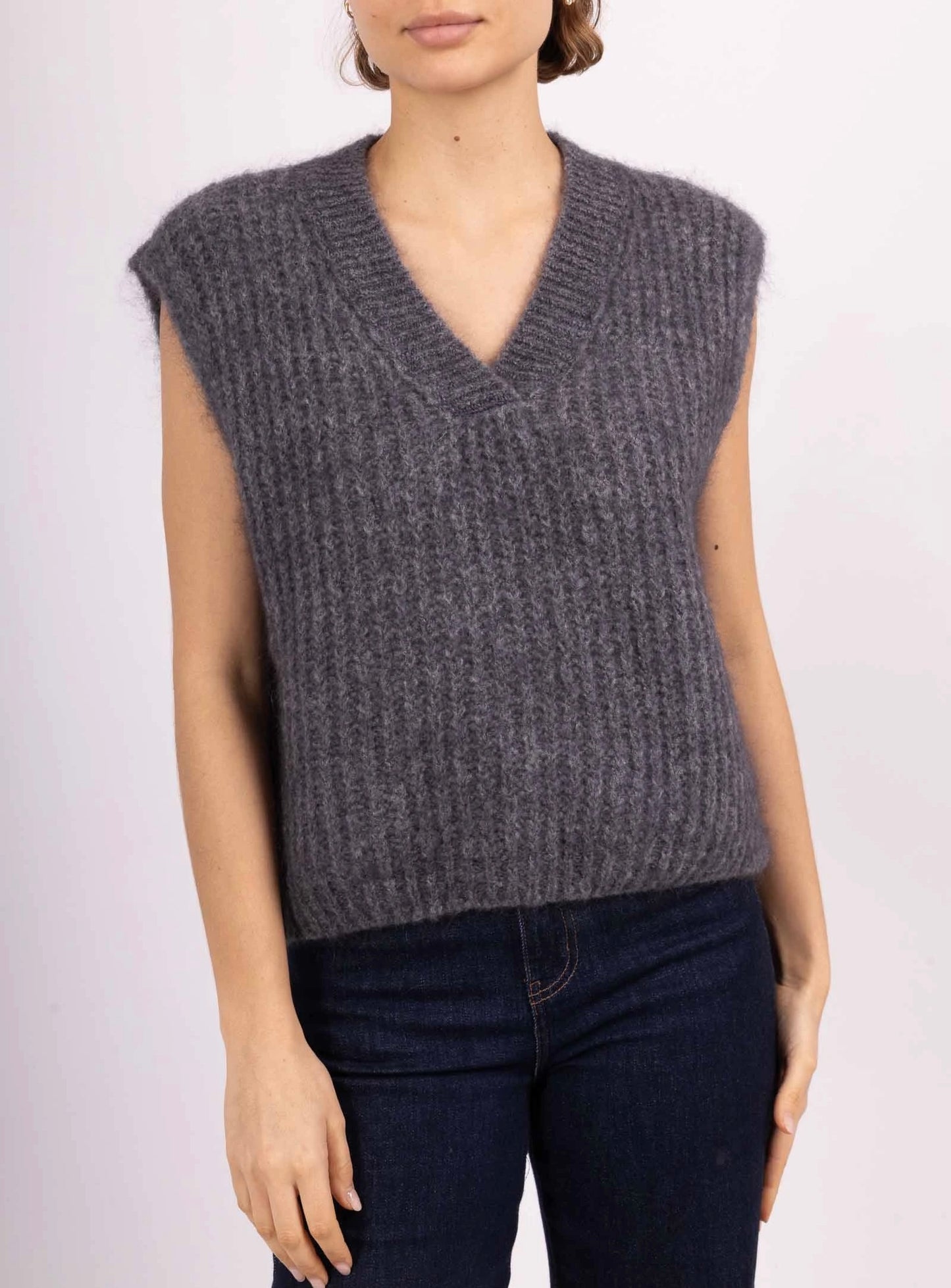 Tank top mohair sleeveless gray jumper