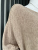 Oversized Fine Knit Jumper Relaxed Fit Beige Plus size Sweater with Pockets