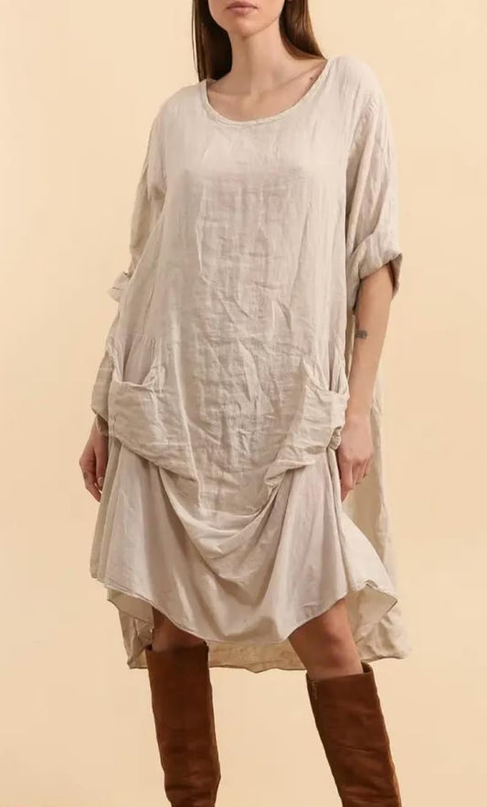 Made in Italy linen dress - camel