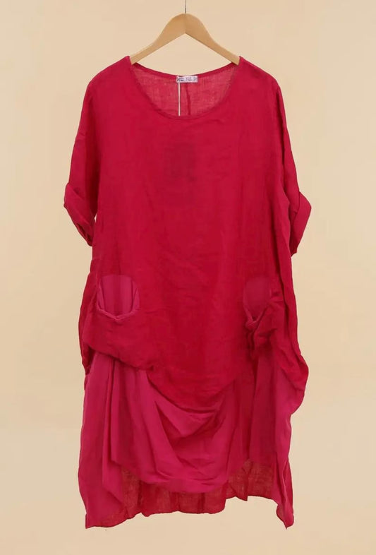 Made in Italy linen dress - fuchsia