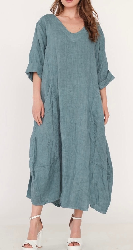 Made in Italy linen dress - khaki