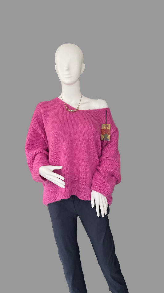 Oversized Mohair V-Neck Jumper - lilac