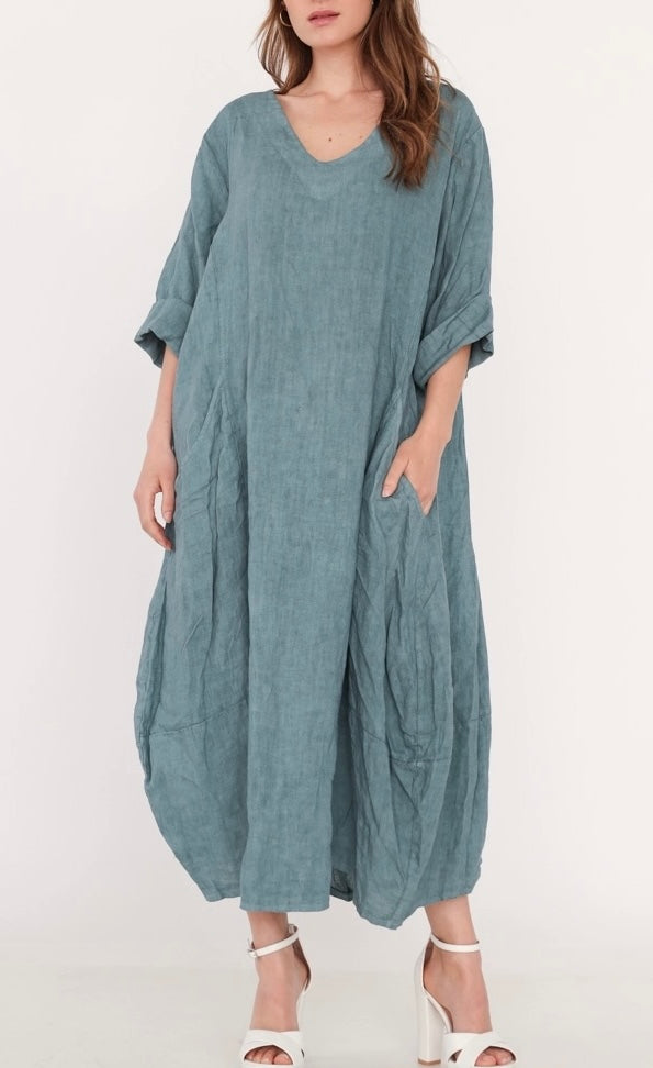 Made in Italy linen dress - khaki