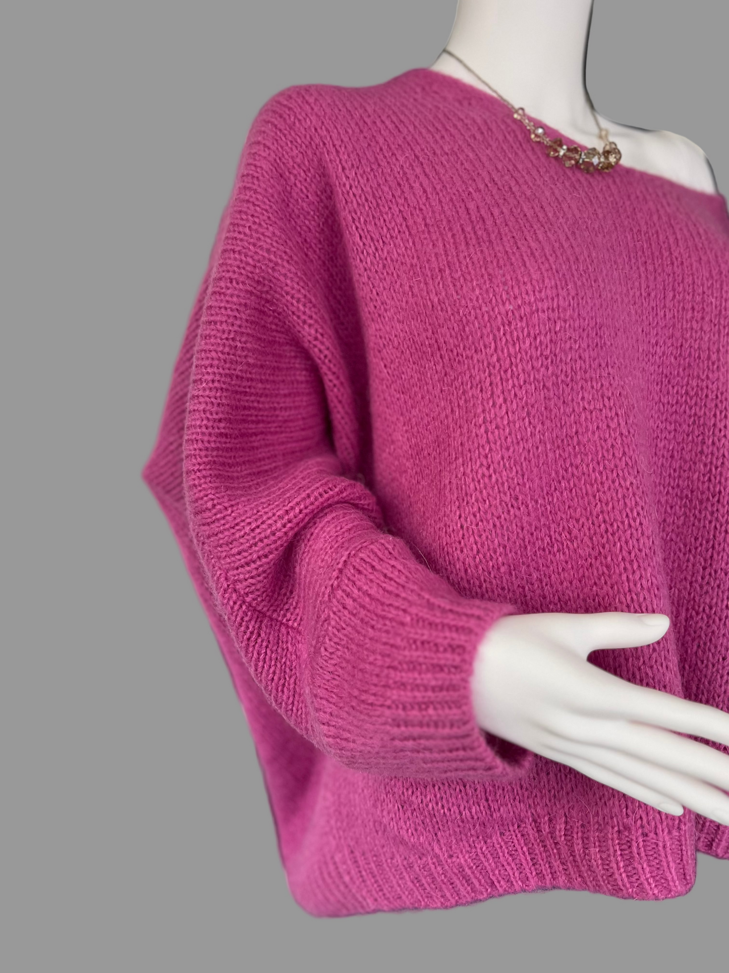 Oversized Mohair V-Neck Jumper - lilac