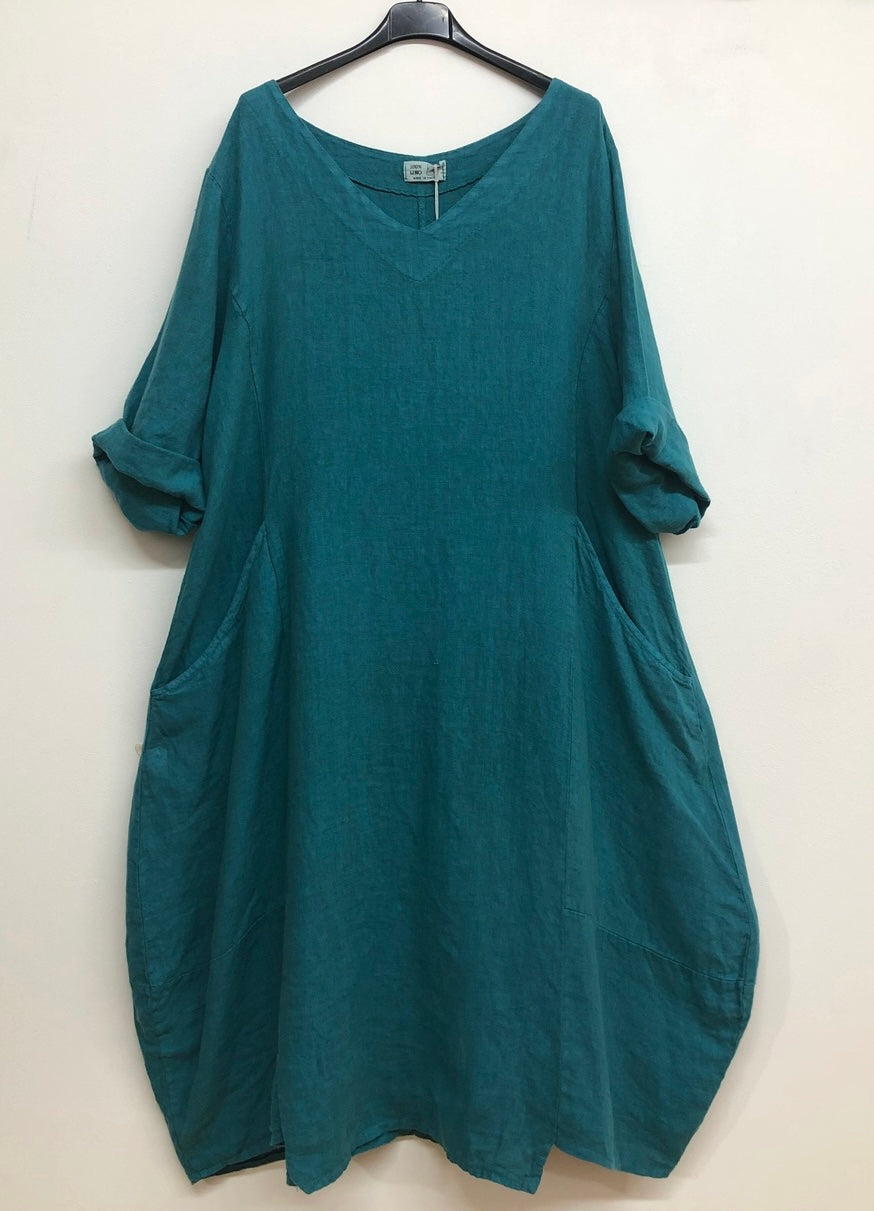 Made in Italy linen dress - teal