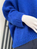 Oversized Mohair V-Neck Jumper - royal blue
