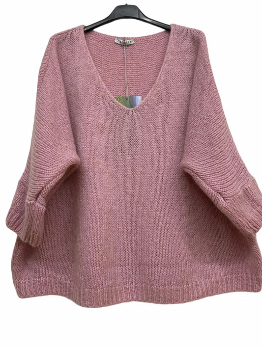 Rose shadow sweater, v-neck mohair jumper
