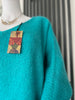 Oversized Mohair V-Neck Jumper - turquoise