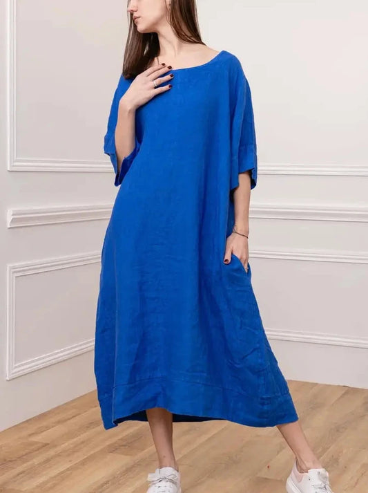 Made in Italy linen dress - royal blue