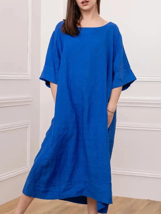 Made in Italy linen dress - royal blue