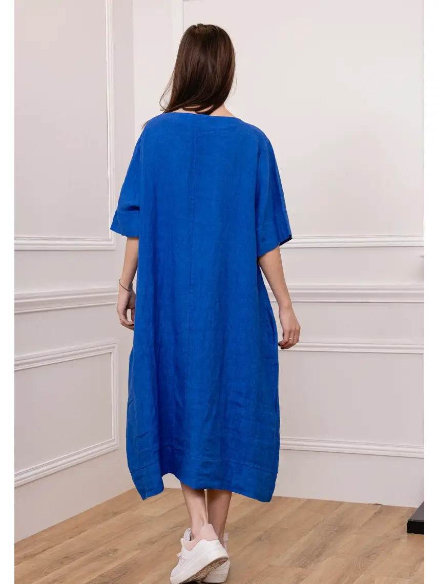 Made in Italy linen dress - royal blue