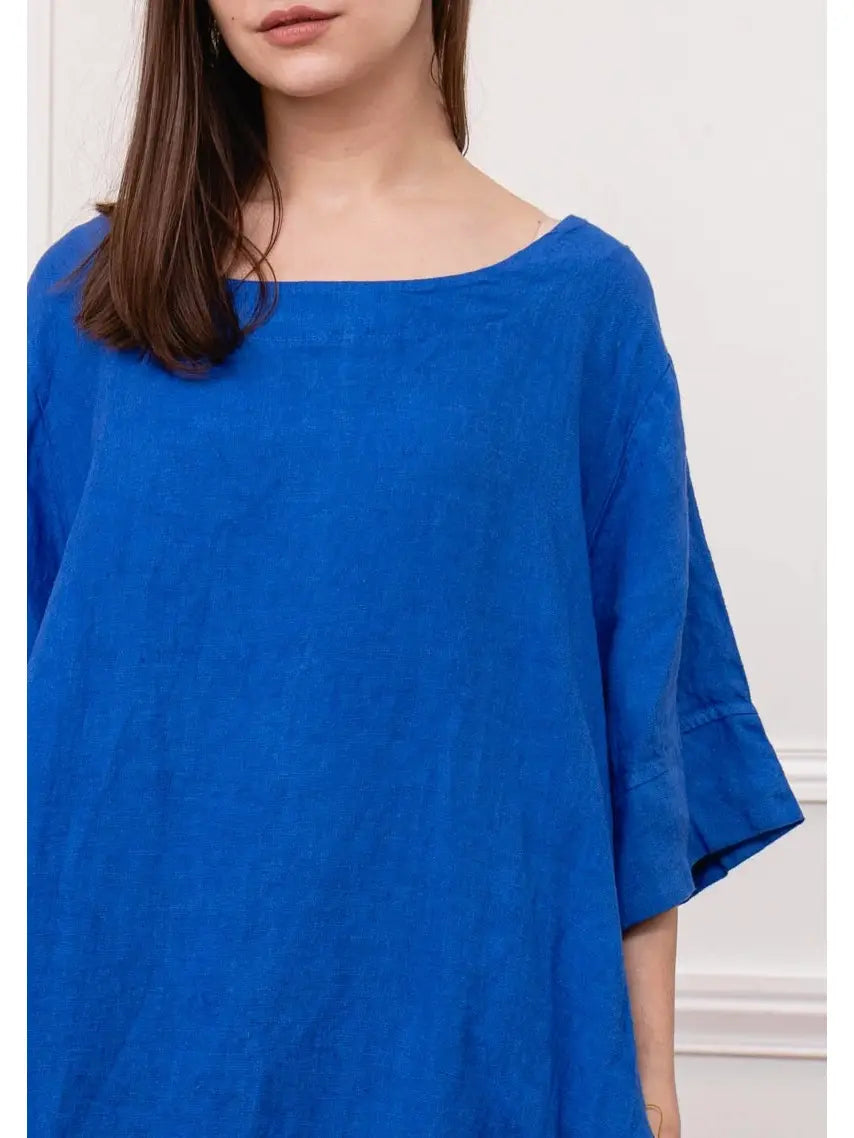 Made in Italy linen dress - royal blue