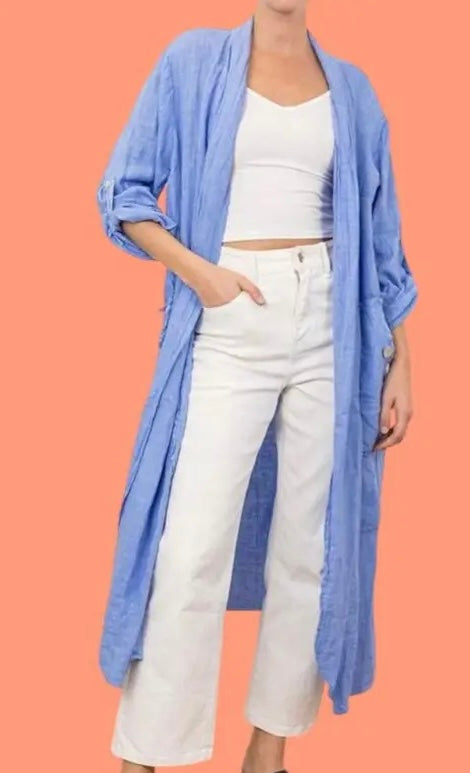 Long oversized cardigan linen vest - 4 colours