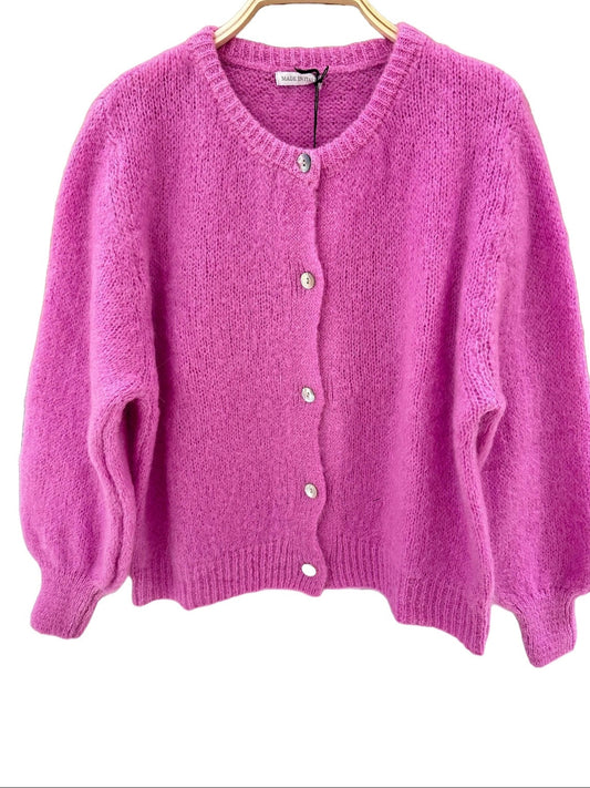Alpaca knit cardigan - fuchsia