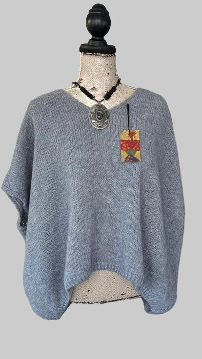 Grey mohair oversized sleeveless jumper