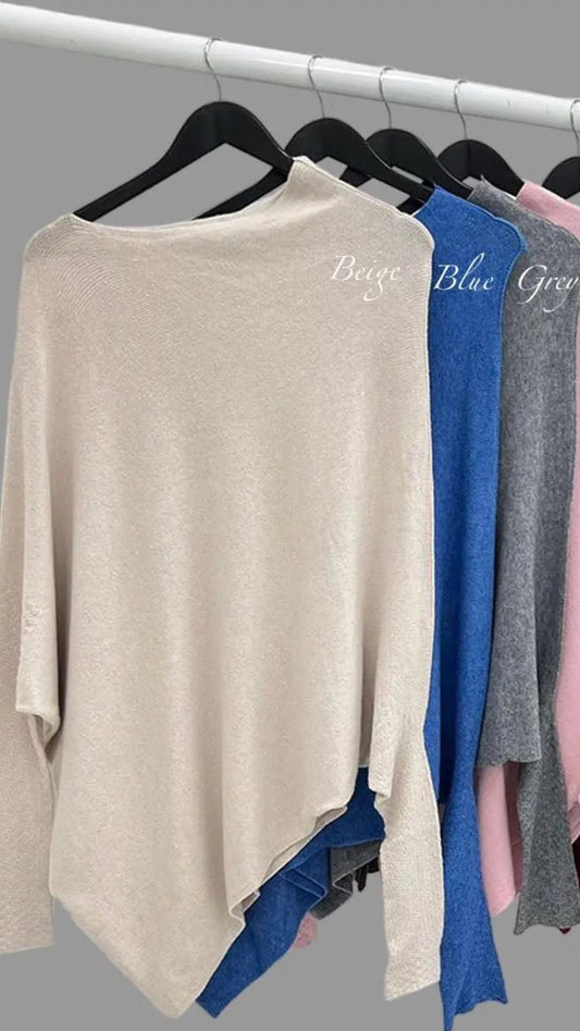 Asymmetric soft knit jumper