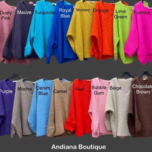 Oversized Mohair V-Neck Jumper