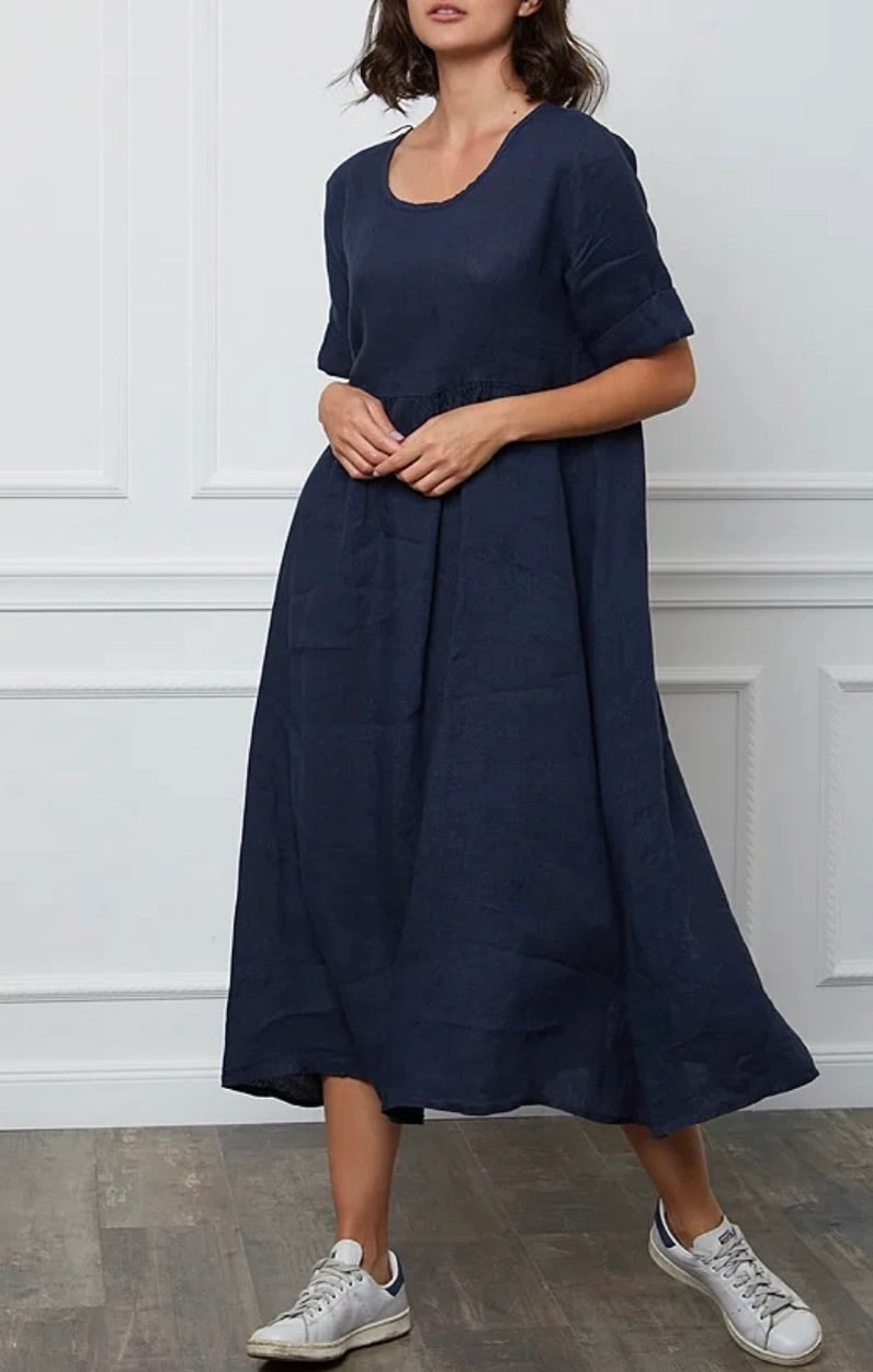 Made in Italy linen dress - navy