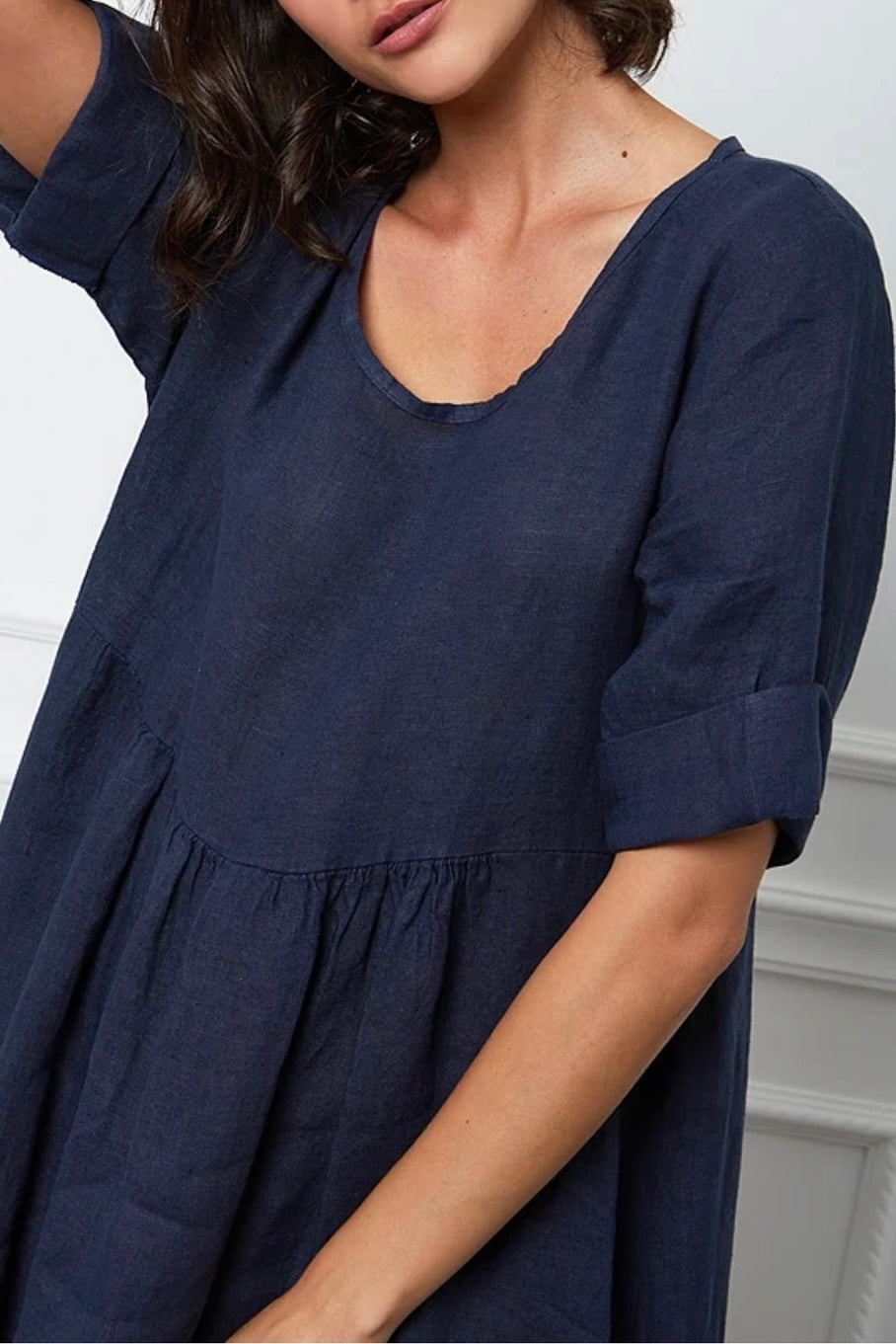 Made in Italy linen dress - navy