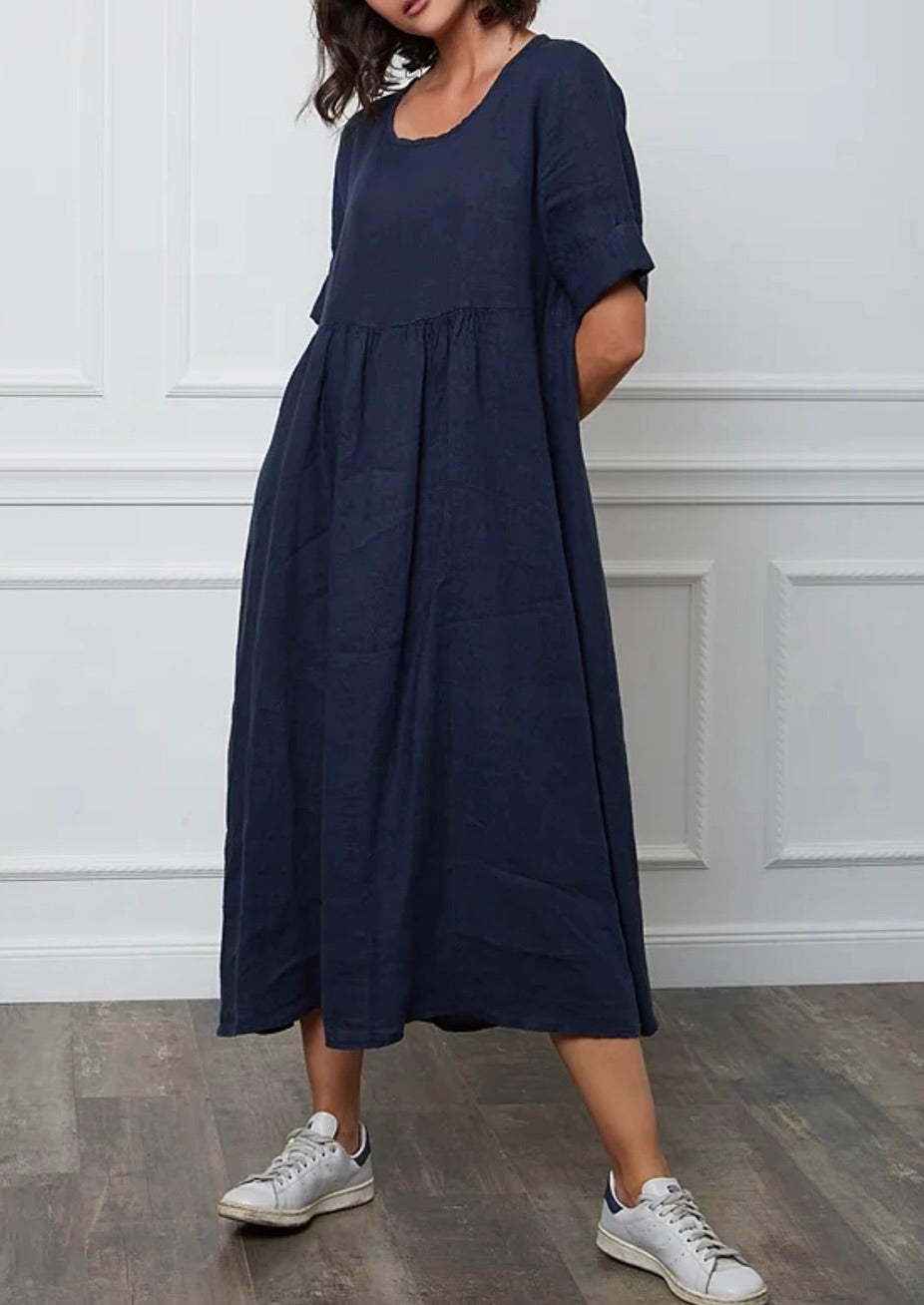 Made in Italy linen dress - navy