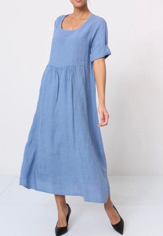 Made in Italy linen dress - denim blue