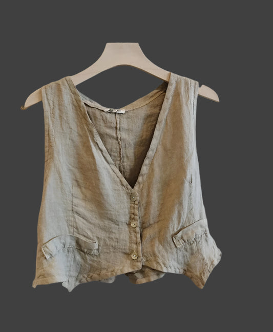 100% linen tank top - beige