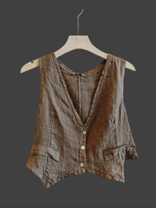100% linen tank top - mocha