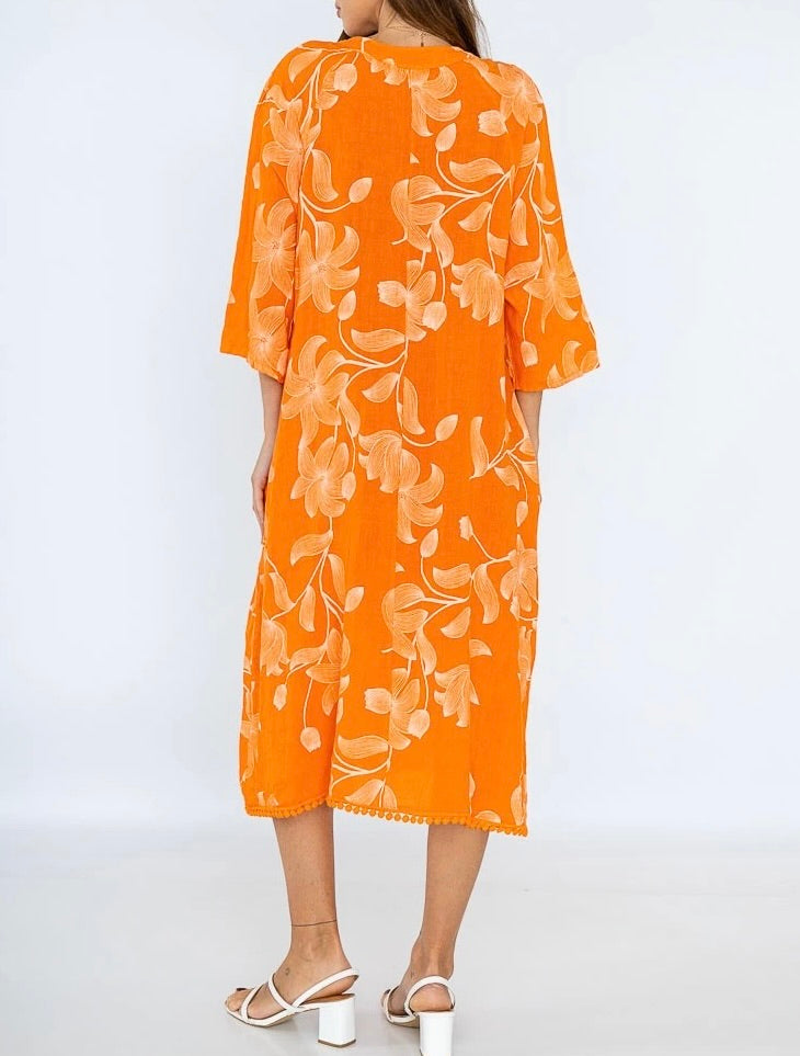 Floral print linen dress - 9 colours