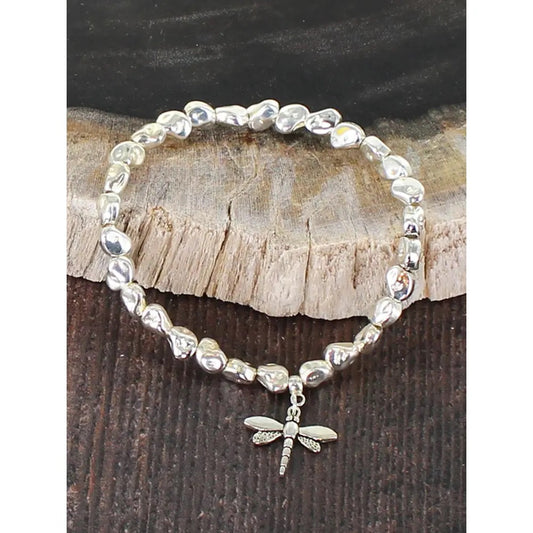Dragonfly charm silver plated bracelet