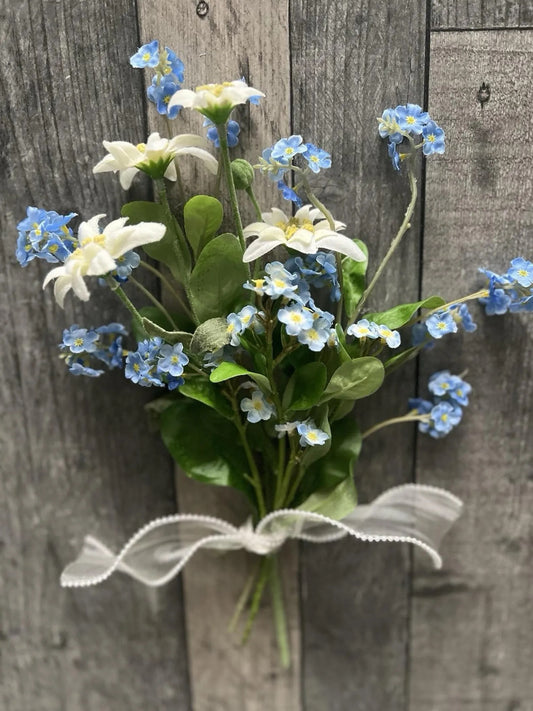 Forget-me-not & edelweiss bouquet of flowers