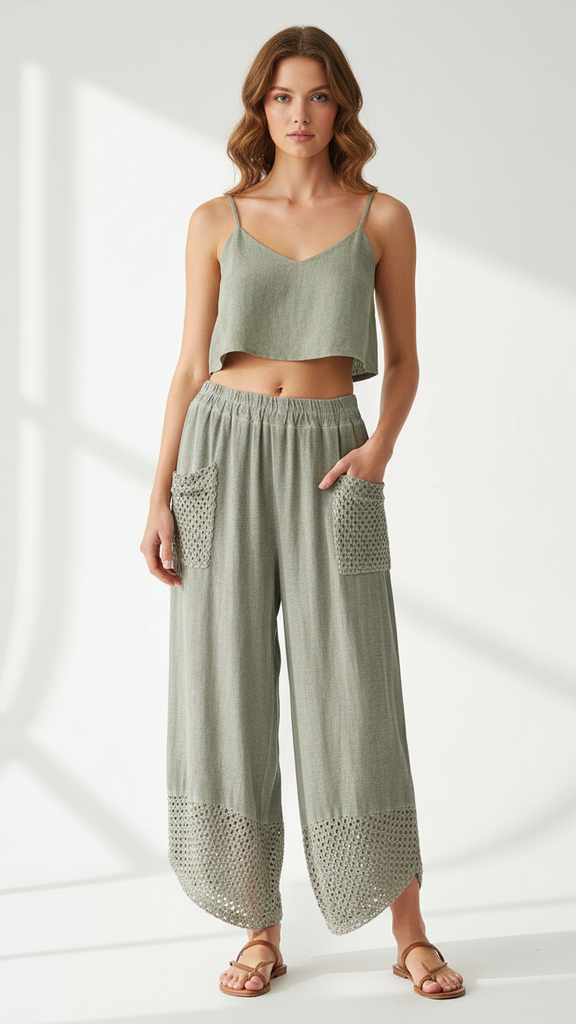 Khaki linen trousers